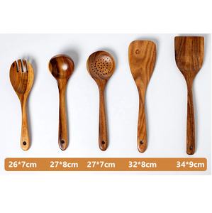 Juego de cucharas de madera antiadherentes ecológicas, utensilios de cocina desechables pulidos para freír y servir en fiestas - Product Image 4
