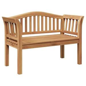 Banc classique en teck massif avec structure robuste et base à lattes confortable pour les espaces extérieurs, jardins et patios - Product Image 1