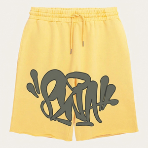 Shorts streetwear vintage pour homme en toile épaisse 100 % coton, avec cordon de serrage, séchage rapide, respirant, anti-plis, imprimé - Product Image 1