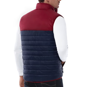 Customized <b>Men's</b> Puffer Vests Stand Collar Zipper Front Windproof Casual Winter Outerwear Red <b>Navy</b> <b>Blue</b> Color Down <b>Gilets</b> - Product Image 2