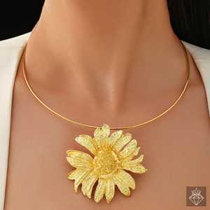 สร้อยคอจี้ดอกทานตะวันชุบทองเครื่องประดับชั้นดีป้องกันการเสื่อมเสีย - Product Image 2