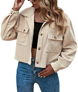 Chaqueta Utilitaria Blanca de Algodón para Mujer, Manga Larga, Cuello Camisero, Cierre de Botón, Estilo Veraniego - Product Image 4