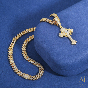 Collier pendentif croix Hip Hop plaqué or 18 carats micro-pavé de moissanite, chaîne en argent, perle d'eau douce, certifié par un tiers - Product Image 6