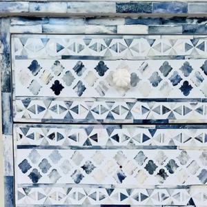 Mesa de Cajones con Incrustaciones de Hueso de ILAHI, Diseño Moderno con Detalles de Ágata, Almacenamiento de Tres Niveles, Mueble Portátil para el Hogar - Product Image 3