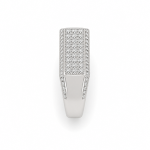 925 Sterling <b>Silver</b> <b>Mens</b> Diamond Pave Rectangular Signet <b>Ring</b> Modern Geometric Design High Polish Finish Wedding Party Daily Wea - Product Image 2