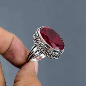 Handmade Mozambique Garnet Ring Vintage 925 Sterling Silver Statement Jewelry Luxury Natural Gemstone <b>Gift</b> <b>For</b> <b>Her</b> - Product Image 4