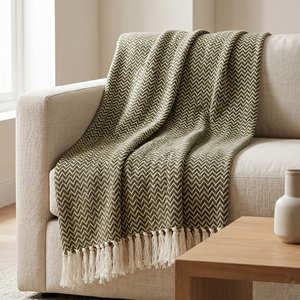 Premium Cotton Throw <b>Blanket</b> 50x60 Inch <b>Woven</b> Sofa Throw Rustic Burgundy Lounge Textile Factory - Product Image 4