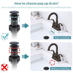 Rubinetto per lavabo da bagno con leva in bronzo oliato, bocca girevole a 360°, stile mezzaluna, interasse 4 pollici - Product Image 4