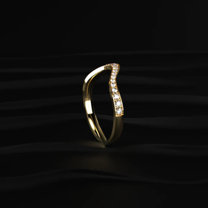 Round Cut Diamond <b>Ring</b> 14K Yellow Diamond <b>Ring</b> Lab Grown Curved Diamond <b>Stacking</b> Band Traditional Diamond <b>Ring</b> Luxury <b>Ring</b> - Product Image 2