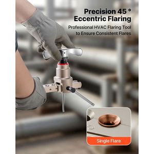 Herramienta de abocardado excéntrico de 45 grados para HVAC, para tubos de cobre y aluminio de 1/4, 3/4, 6 y 19 mm, con medidas métricas y SAE - Product Image 2