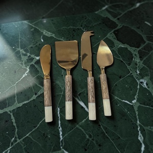 Luxury Brass Cheese <b>Knife</b> Set with Wood and <b>Bone</b> <b>Handles</b> for Gourmet Food Serving - Product Image 2