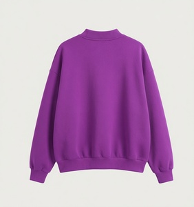 Womens Vivid Purple Oversized <b>Mock</b> <b>Neck</b> Sweatshirt Trackstar Embroidery Heavyweight Fleece <b>Top</b> - Product Image 5