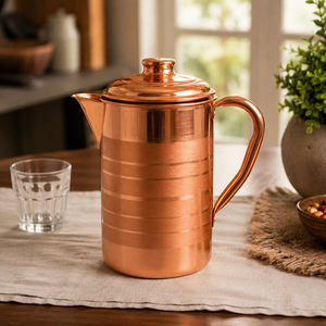 Handmade Pure Copper Water <b>Jug</b> with Lid, Copper Pitcher for <b>Drinking</b> Water, Ayurvedic Copper Serving <b>Jug</b>, Kitchen Tableware - Product Image 4