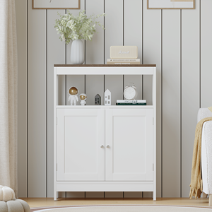 Mobile bagno moderno stile rustico con piano in legno naturale, ante doppie e ripiano regolabile - Product Image 6