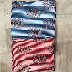 Tela de Algodón Estampada de Primera Calidad con Diseño Floral y Rayas, Textil Indio al por Mayor, Diseño Floral a Rayas Ecológico - Product Image 5