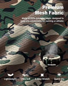 Men Plus Size Camouflage Athletic Shorts Lightweight Quick Dry Mesh Running Gym Shorts with Pockets Drawstring Sportswear - Product Image 6