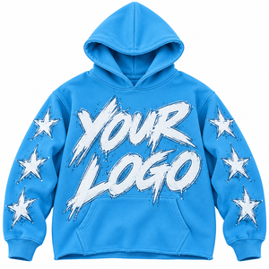 Men's Unisex Hoodie Regular Fit <b>Spray</b> Printed Stars Logo Front Pocket Hip Hop Style Regular Sleeve Knitted Fleece OEM Service - Product Image 2
