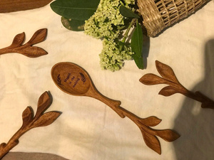 Blue Lotus Handcrafted Wooden Heart Shaped Spoons Rustic <b>Kitchen</b> <b>Decor</b> Indoor Use 100% Handmade - Product Image 2