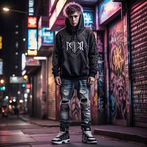 Sweats à capuche surdimensionnés personnalisés pour hommes lavage à l'acide soleil délavé éponge française 100% coton lourd Dtg imprimé strass Logo - Product Image 2