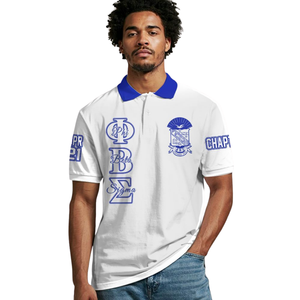 Phi Beta Sigma <b>Ringer</b> <b>T</b>-<b>Shirt</b> <b>Men</b> White Blue Short Sleeve Contrast Collar Number 14 Back Print Greek Jersey - Product Image 4