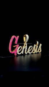 Pendentif personnalisé plaqué or blanc 18 ct Moissanite diamant exquis lettre design bicolore diamant de couleur femmes hommes pendentifs fins - Product Image 4