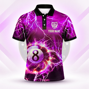 Camiseta de Billar Personalizada para Hombre, Ligera y Transpirable, Camiseta de Equipo de Billar con Estampado por Transferencia de Calor, Alta Calidad, 100% Poliéster - Product Image 3