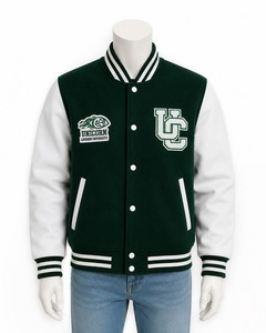 <b>Unicorn</b> Legends University Varsity Jacket Men Green White Embroidered Letter Logo Preppy Style Outerwear - Product Image 6