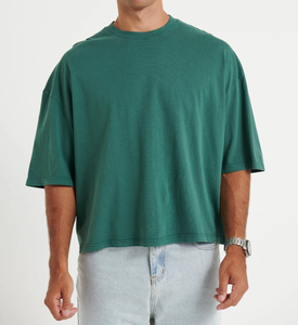 ผู้ผลิตเสื้อยืดทรงบ็อกซี่คุณภาพสูงสำหรับผู้ชาย ผ้าฝ้าย 100% คอหนา คอเต่า แขนเสื้อแบบดรอปไหล่ เสื้อยืดหนาน้ำหนักมาก เสื้อยืดผู้ชาย - Product Image 4