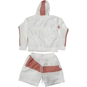 OEM Custom Men Summer Sports Shorts and Zip Up Hoodie Set Nylon Tracksuit Set Solid for Summer - Product Image 5