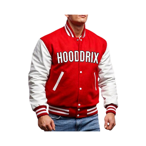 Blouson universitaire personnalisé OEM avec patch en chenille, en laine épaisse et manches en cuir, de qualité supérieure, pour équipe de baseball, style Letterman, vente en gros - Product Image 1