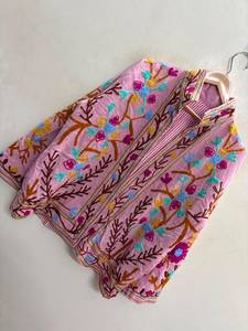 <b>Vintage</b> Floral Embroidered Velvet Reversible <b>Stand</b> Cotton Lining Jacket Windproof Breathable Suzani Overcoat Winter Regular <b>Coat</b> - Product Image 3