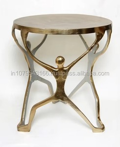 Modern <b>Round</b> Metal <b>Side</b> <b>Table</b> with Human Figure Base Contemporary Living Room Furniture Decorative Accent <b>Table</b> - Product Image 4