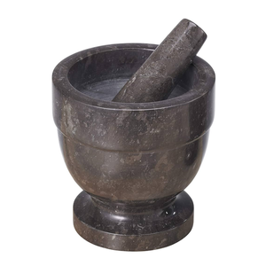 Ensemble mortier et pilon en marbre naturel, outil de broyage d'épices durable à alimentation manuelle - Product Image 5