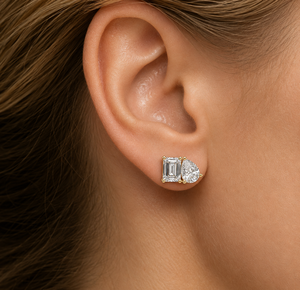 Pendientes de Oro Sólido de 14K y 18K con Diamantes Cultivados en Laboratorio de 1.00 CTW VVS2 VS1, Corte Pera y Esmeralda, Tipo Toi Et Moi, Plata 925, Fábrica OEM ODM - Product Image 2