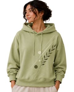 Custom Light Green Oversized Women Hoodie Custom <b>Leaf</b> Graphic Print Cotton Fleece Pullover Hooded Sweatshirt Casual Streetwear - Product Image 1