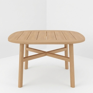 Table à manger en teck à plateau à lattes, directement de l'usine, mobilier commercial pour l'extérieur, hôtels et restaurants, exportation FLEGT SVLK Indonésie - Product Image 1