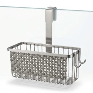 Handmade SS202 26 cm Brushed Steel <b>Shower</b> Caddy No Drilling Dwar Lattice Glass <b>Rack</b> for Home Decor Hotels and Weddings - Product Image 1