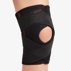 Genouillère de compression sportive unisexe FAWKES personnalisée en maille noire respirante pour un soutien optimal - Product Image 3