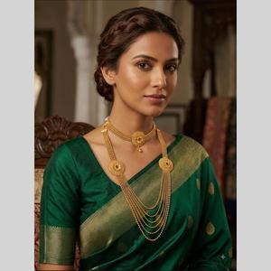 Ensemble de bijoux raffinés, magnifique collier double en pierre Pota et perles - Product Image 1