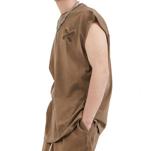 Débardeur sans manches pour homme, col rond, marron uni, tricoté, coupe classique, décontracté - Product Image 5