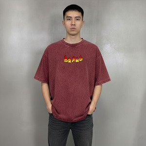 เสื้อยืดผู้ชายสไตล์ฮิปฮอปทรงหลวม ผ้าฝ้าย 100% หนัก 210 กรัม คุณภาพพรีเมียม สกรีนโลโก้ตามสั่ง เป็นมิตรต่อสิ่งแวดล้อม ไซส์พลัส สตรีทแวร์ - Product Image 4