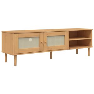 SENJA legno massello pino TV Stand 62.2 "x 15.7" x 19.3 "Rattan Look marrone - Product Image 2