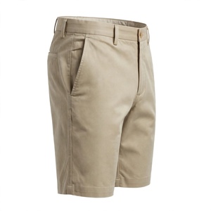 Men's Khaki Bermuda Shorts Mid <b>Waist</b> <b>Elastic</b> <b>Waist</b> Polyester Cotton Casual Knitted Solid Color Custom Logo - Product Image 3