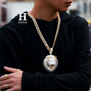 Collar con Colgante de León Estilo Hip Hop de Lujo, Oro de 14K/18K, Diamante Cultivado en Laboratorio/Natural, Proveedor de Joyería al por Mayor - Product Image 2
