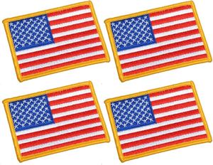 Parche Bordado con la Bandera Americana, Rectangular, Termoadhesivo, con Borde Amarillo, para Decoración de Ropa - Product Image 2