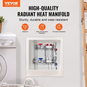 Collettore a 2 Vie in Acciaio Inossidabile per Tubi PEX da 1/2 Pollice per Sistemi di Riscaldamento Radiante Idronico a Pavimento HVAC - Product Image 2