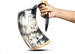 Jarra Vikinga de Cuerno de Búfalo Real con Diseño de Ángel y Animales, Hecha a Mano, Ecológica, Decoración para el Hogar, para Cerveza, Tamaño Personalizable, FAIZA CRAFT - Product Image 6