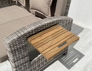 DS00054 Bahia Mobilier d'extérieur moderne pour villa, Chaise longue et causeuse en acier et bois de teck, réglable à l'infini, non pliable, en polyester - Product Image 6