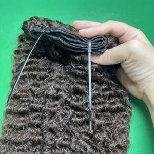 Extensiones de cabello de venta directa, cabello crudo de 8 a 40 pulgadas, máquina de trama Genius rizada birmana negra, paquete de doble dibujado de Qhair - Product Image 1