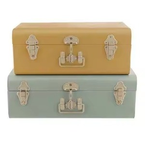 Trunk <b>Box</b> For Cloths Toys Stackable Storage Boxes with Lidded Design in Mustard and Sage Green, Rectangle Shape for Home - Product Image 1